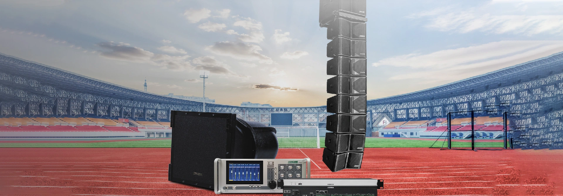 Soluzione di sistema audio professionale per grandi stadi all'aperto