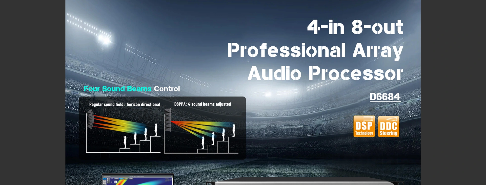 Processore Audio professionale Array 4-in 8-out