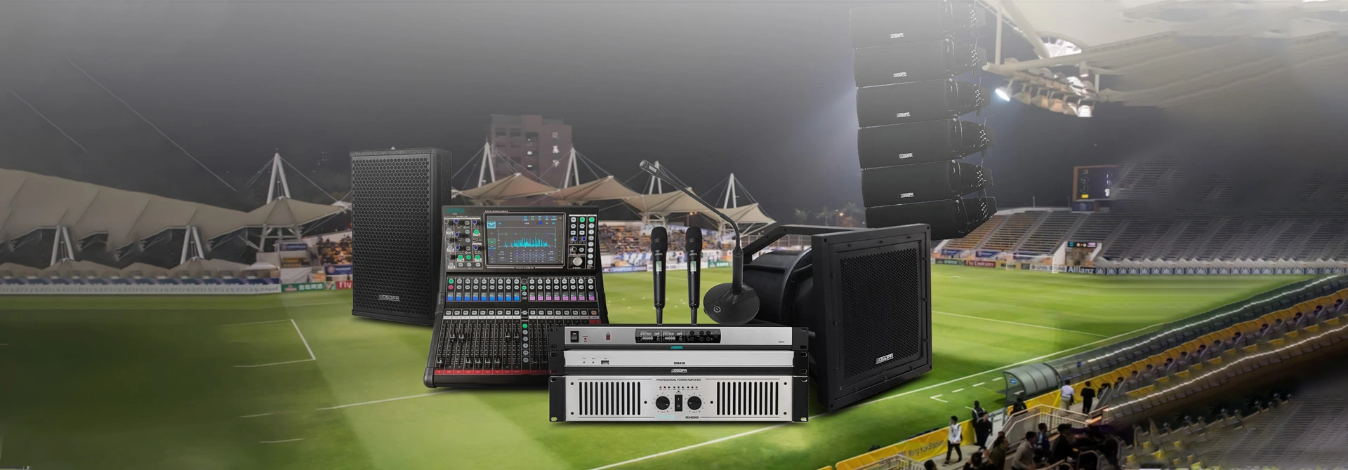 Soluzione di sistema audio professionale per uno stadio di calcio
