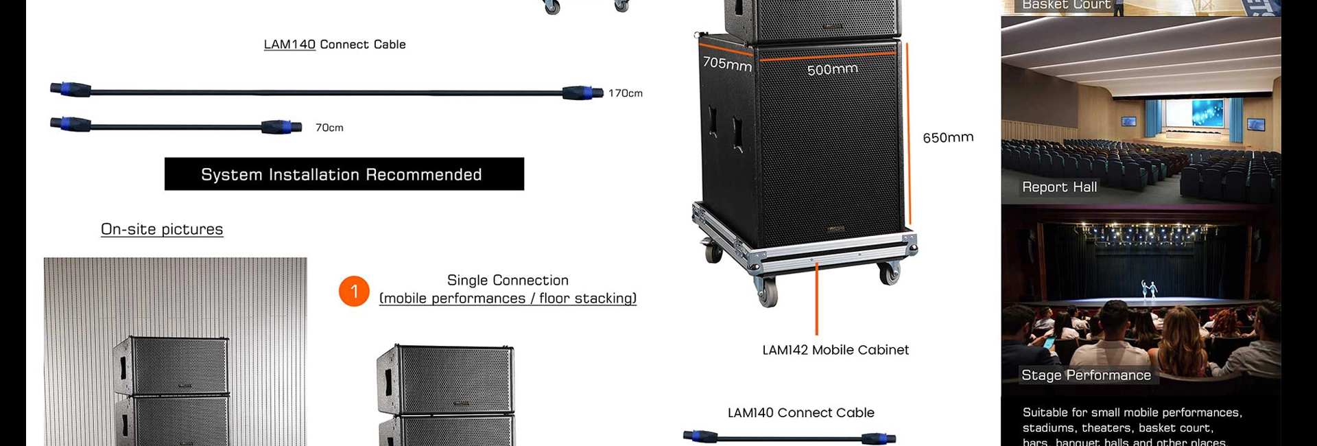 Set completo di altoparlanti per Array attivi mobili