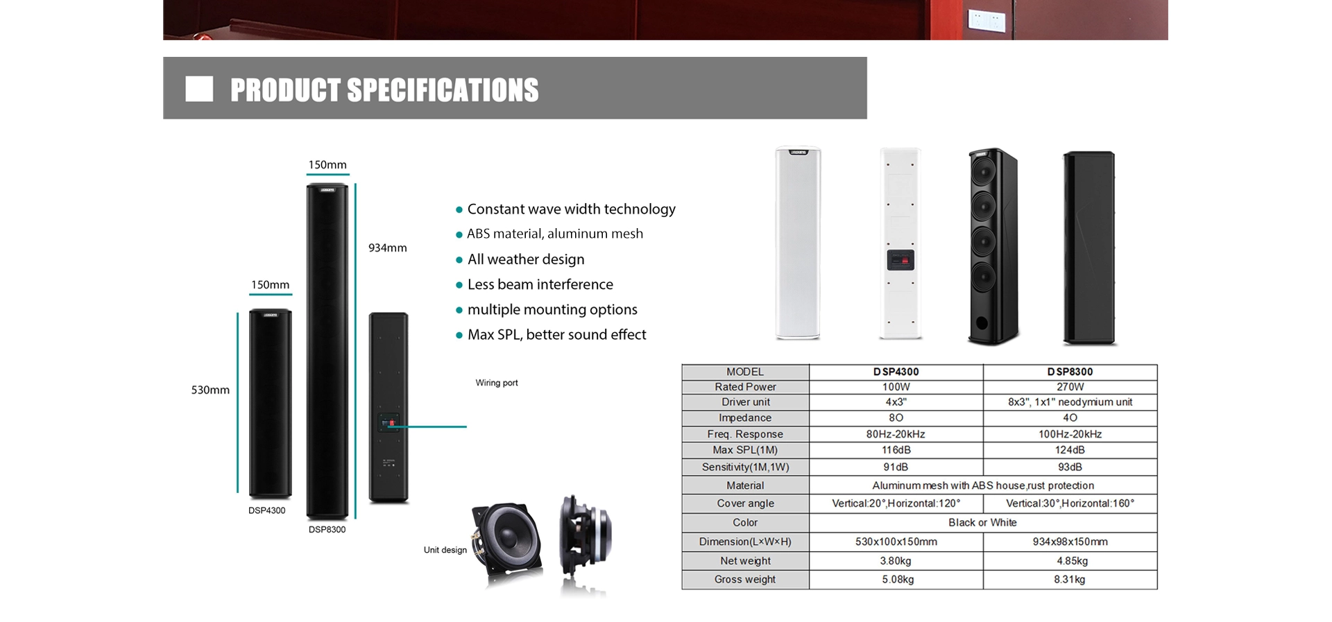 Altoparlante a colonna Line Array 3 icnh 270W