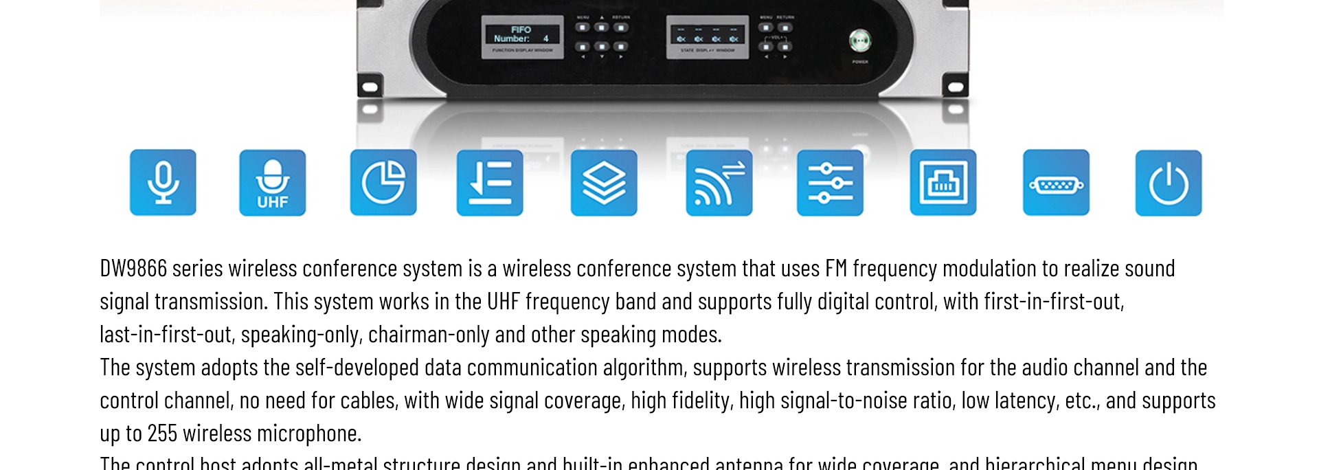 Host del sistema microfonico Wireless UHF