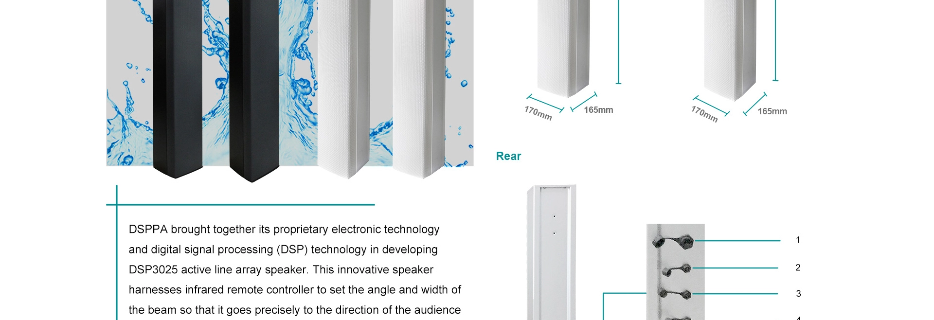 Altoparlante orientabile digitale Array impermeabile da 250W