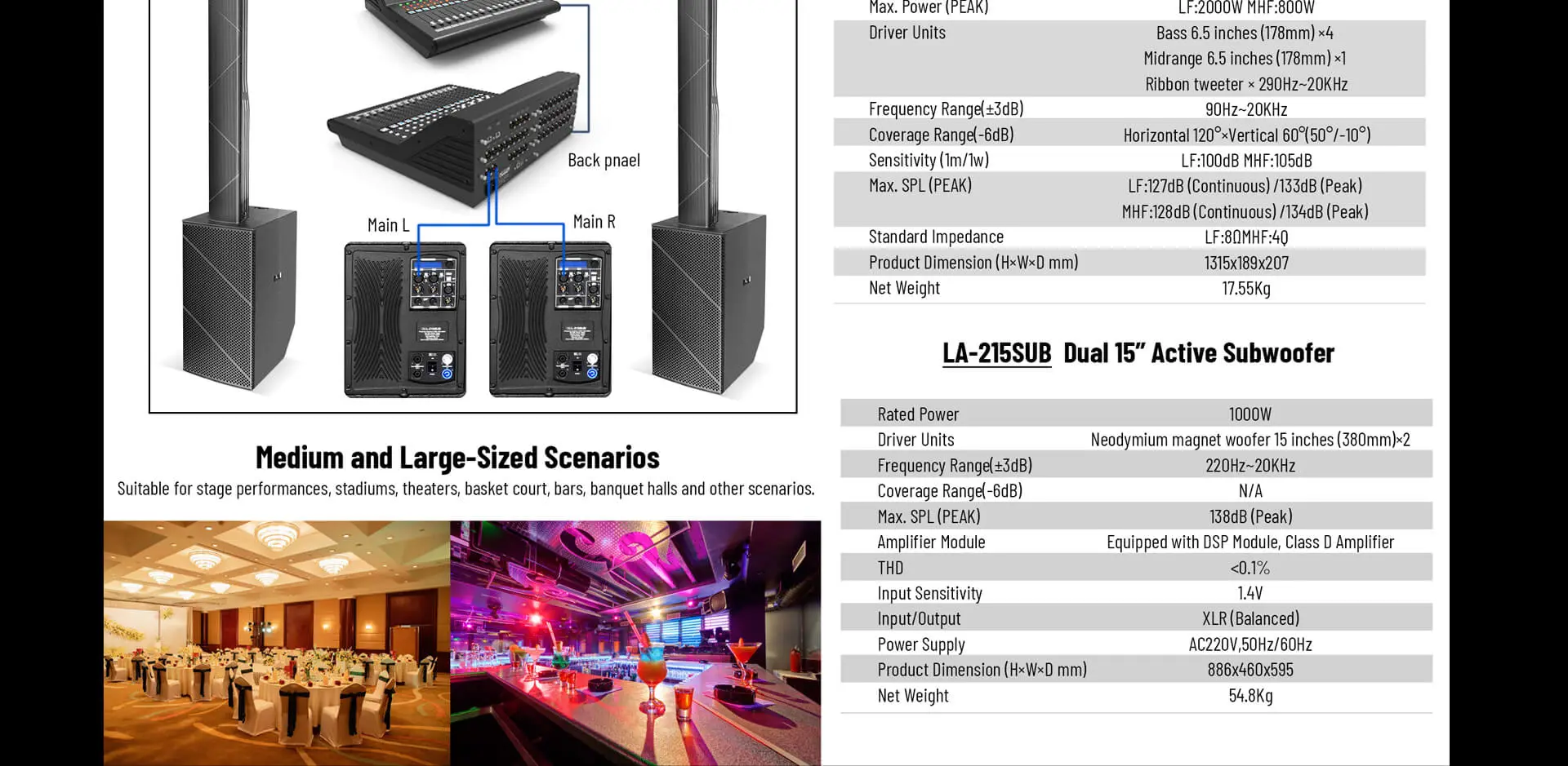 Sistema Line Array attivo portatile