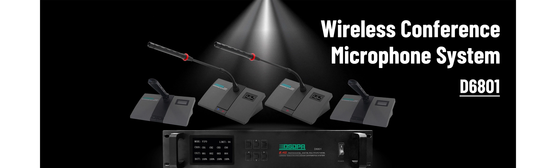 Microfono presidente Wireless con batteria al litio